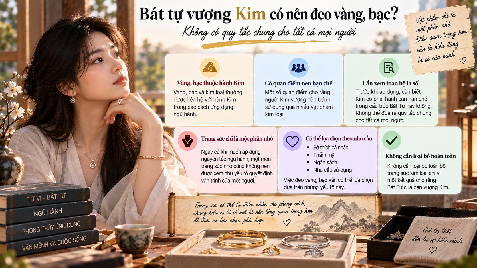 Bát tự vượng Kim có nên đeo vàng, bạc?
