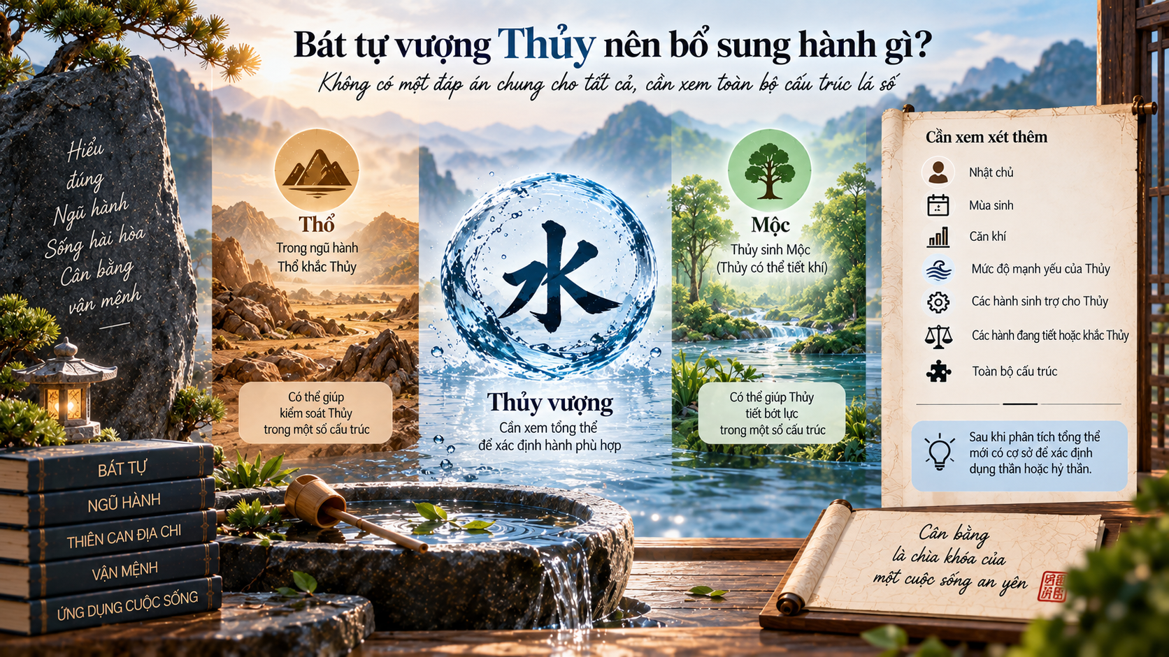 Bát tự vượng Thủy nên bổ sung hành gì?