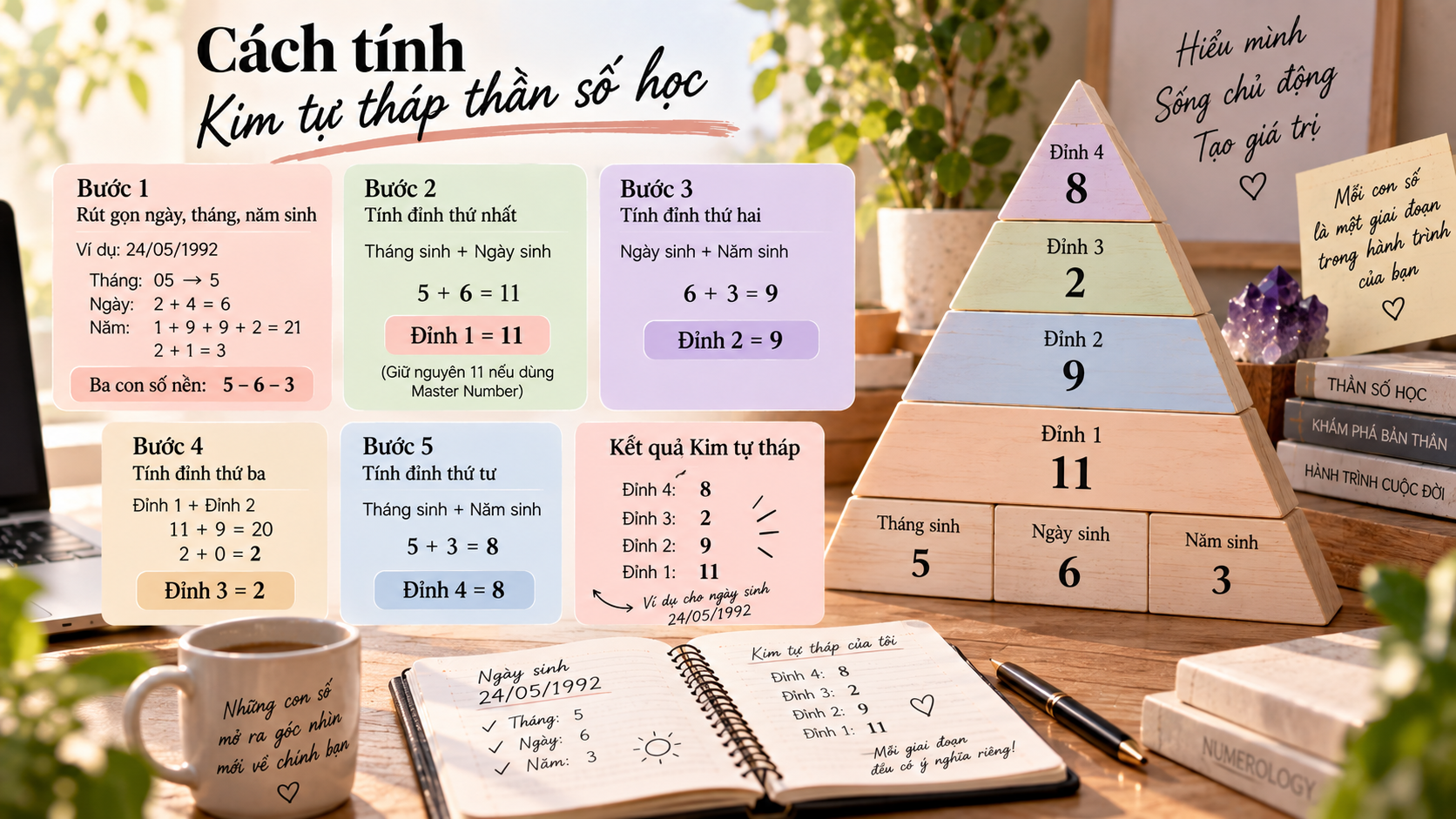 Cách tính Kim tự tháp thần số học