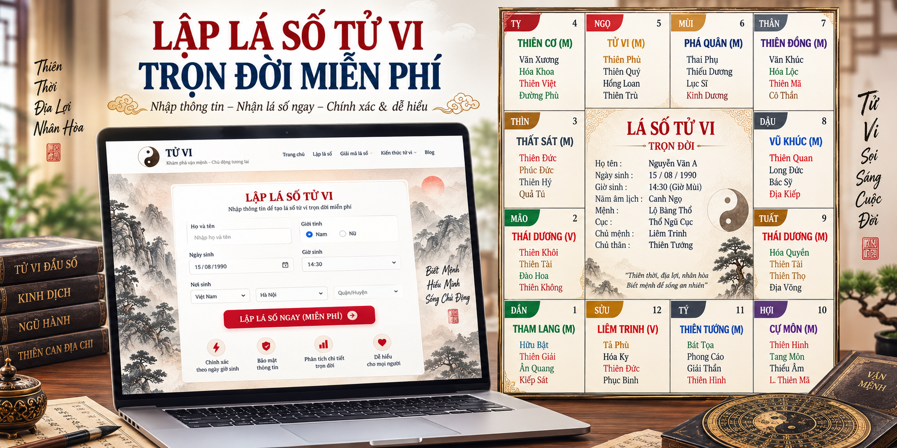 Lập lá số tử vi trọn đời miễn phí