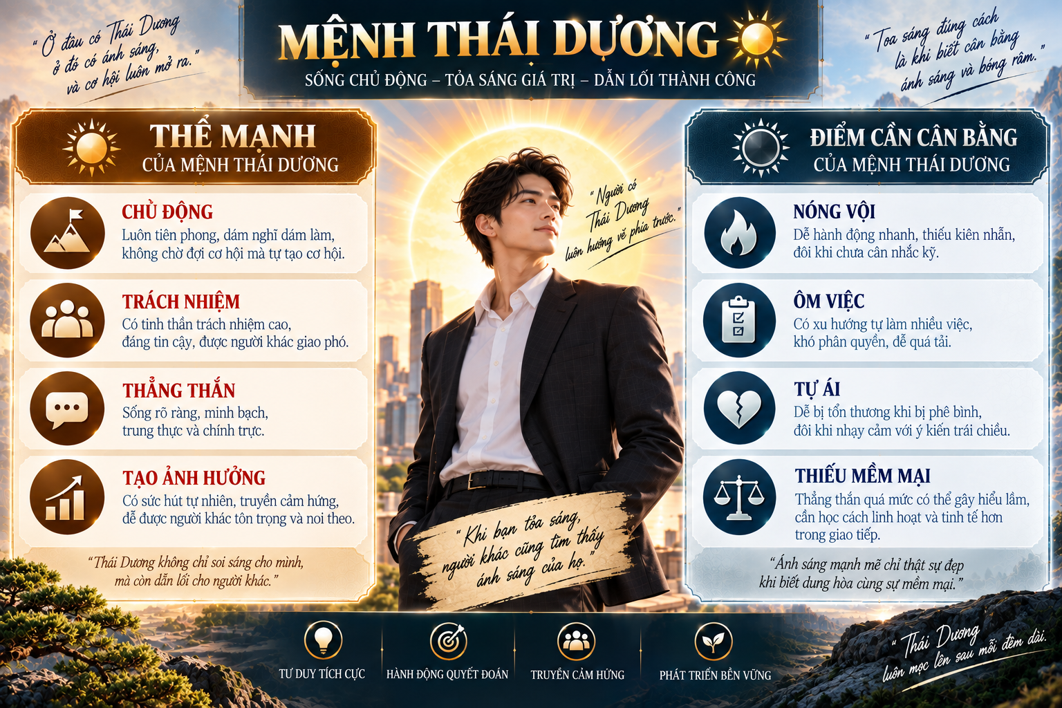 Điểm mạnh và điểm cần cân bằng của mệnh Thái Dương