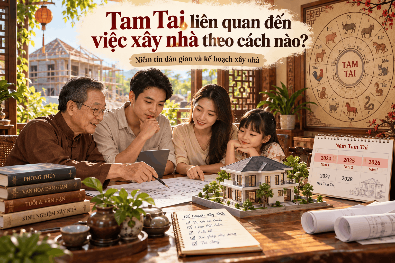 Tam Tai liên quan đến việc xây nhà theo cách nào?