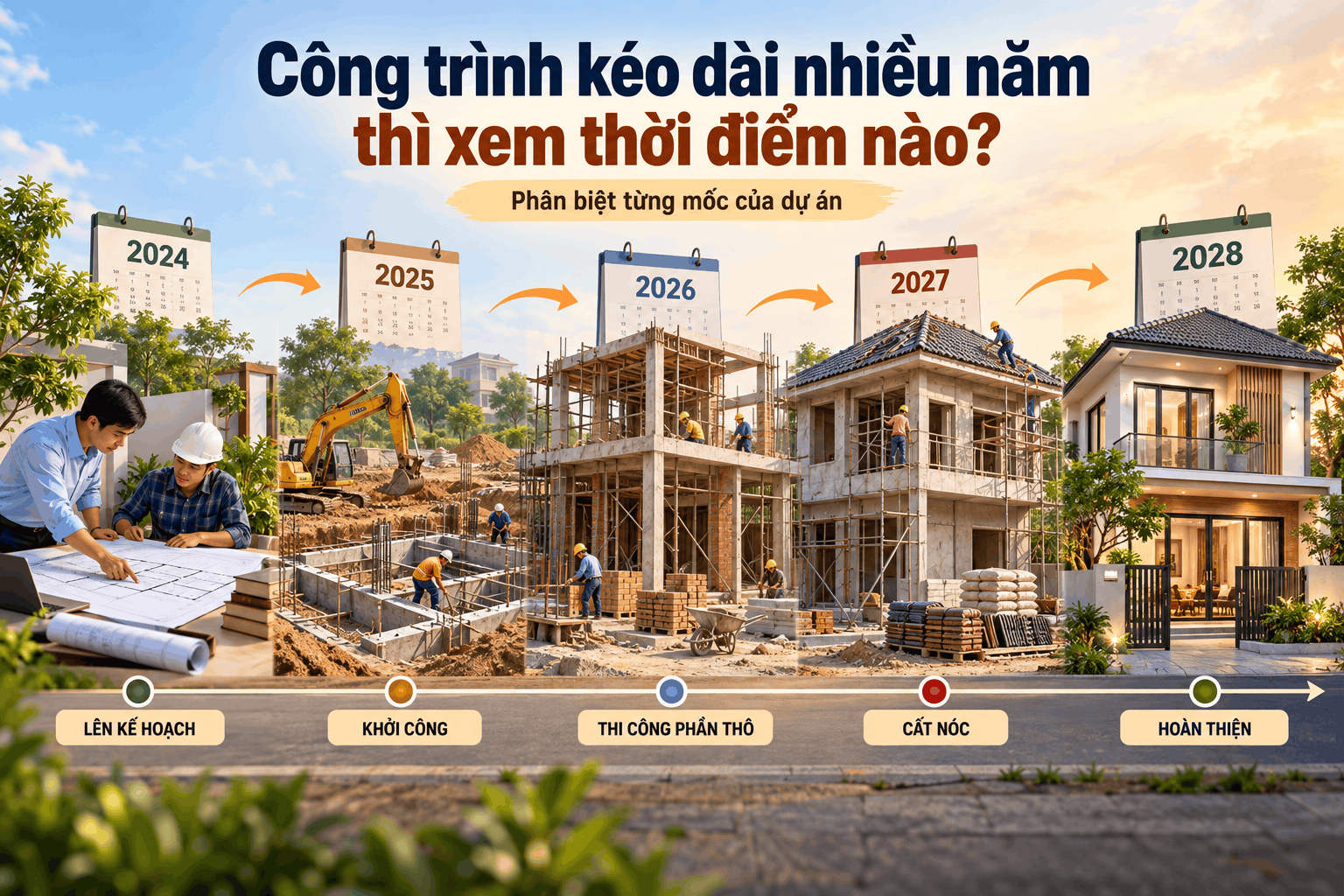 Công trình kéo dài nhiều năm thì xem thời điểm nào?